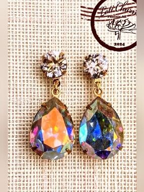 Rosaline Light Pink & Pink Mettalic AB Swarovski Crystals In GoldPlated Earrings